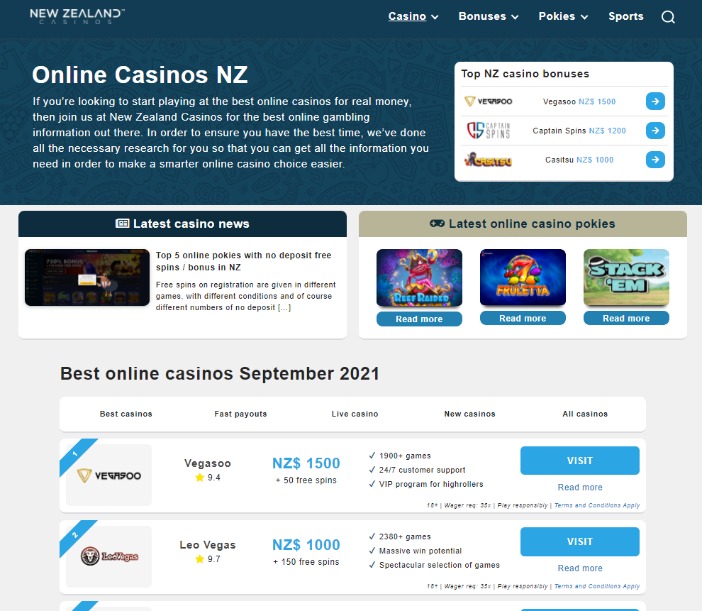 New Zealand casinos 2021
